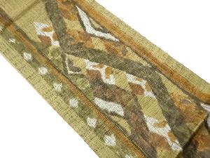 すくい織縞に幾何学模様織出し洒落袋帯